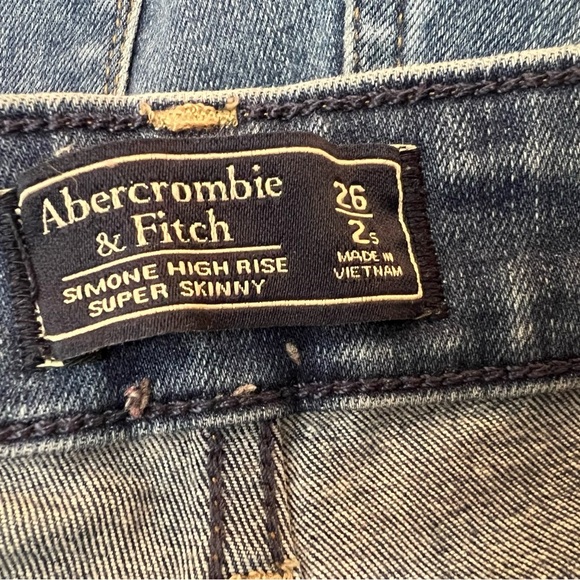 ABERCROMBIE & FITCH  Blue Distressed women’s high rise super skinny Jeans/sz 26 - Picture 3 of 11